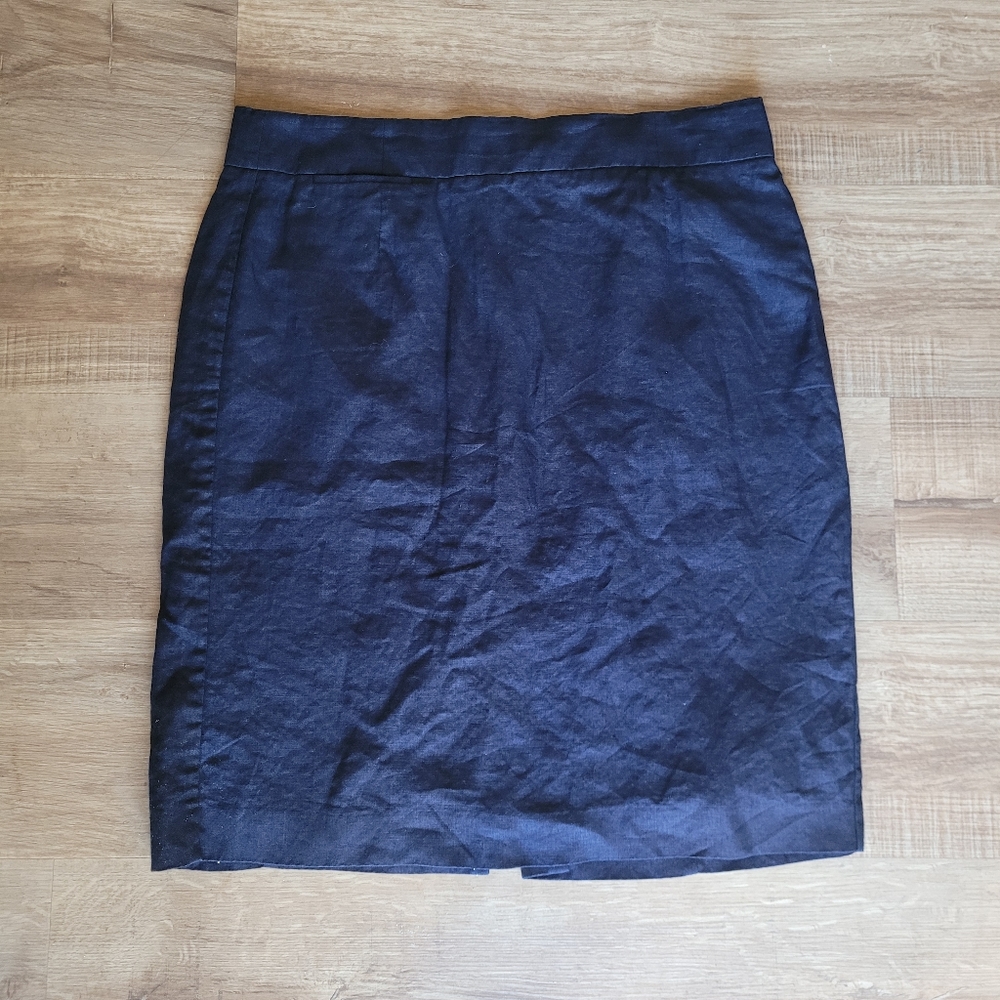 J.Crew Linen Navy Blue Skirt Size 12